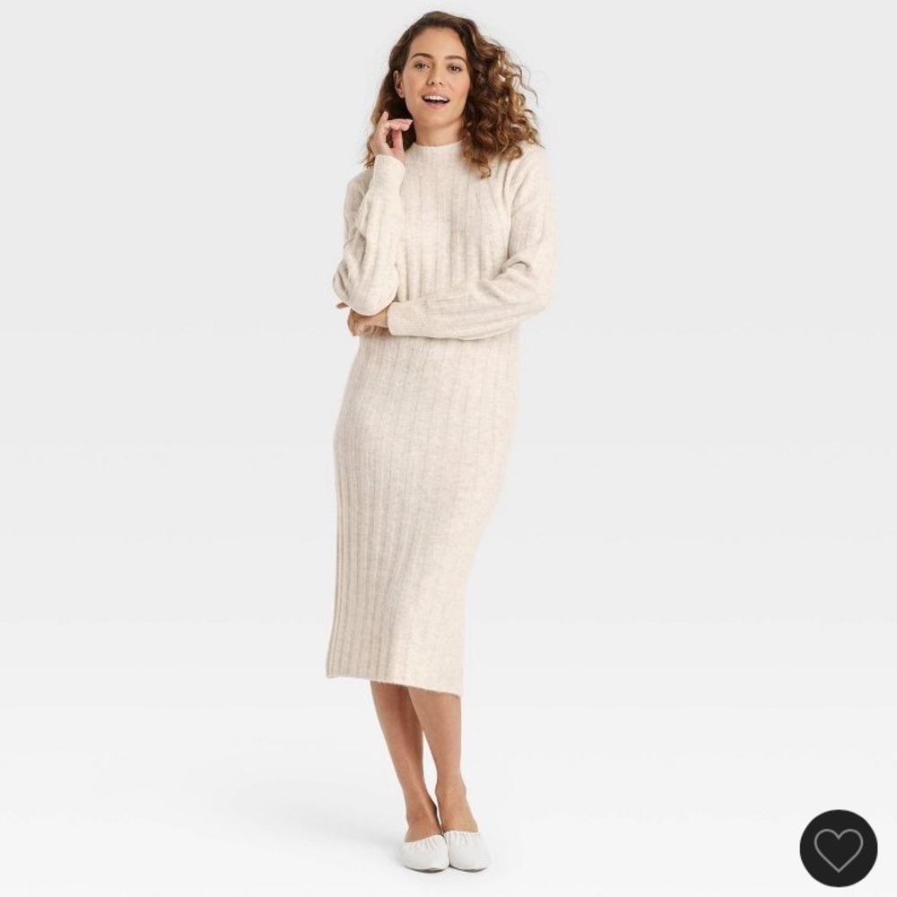A New Day Sweater Dress NWT Target White/Cream Small Knit midi dress